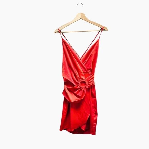 4SI3NNA Stacey Wrap Mini Dress in Red Size Medium NWT - Picture 3 of 7